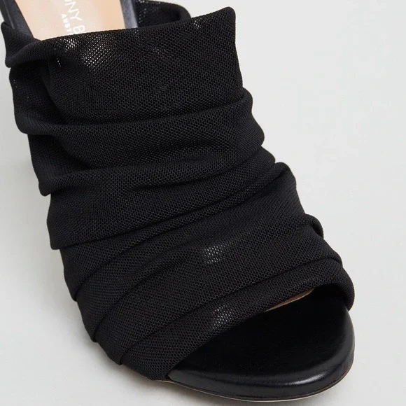Tony Bianco Black Adee Mesh Ruched High Heel Mules - Picture 4 of 14